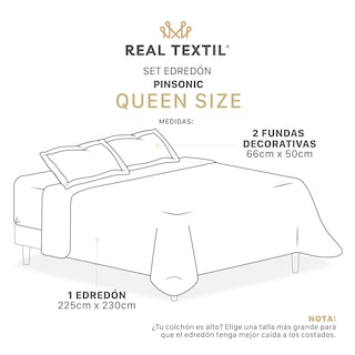 Foto 5 | Foto 5 | Edredón Ligero Queen Size con Fundas de Almohada Real Textil Pinsonic Doble Vista Santana