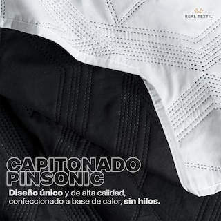 Foto 6 | Foto 6 | Edredón Ligero Individual con Funda de Almohada Real Textil Pinsonic Doble Vista Negro y Blanco
