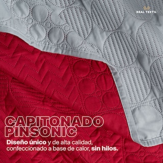 Foto 6 | Foto 6 | Edredón Ligero Matrimonial con Fundas de Almohada Real Textil Pinsonic Doble Vista Rojo - Gris