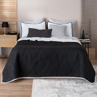 Foto 1 | Foto 1 | Edredón Ligero Matrimonial con Fundas de Almohada Real Textil Pinsonic Doble Vista Negro - Blanco