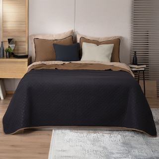 Foto 1 | Foto 1 | Edredón Ligero King Size con Fundas de Almohada Real Textil Pinsonic Doble Vista Negro - Ocre