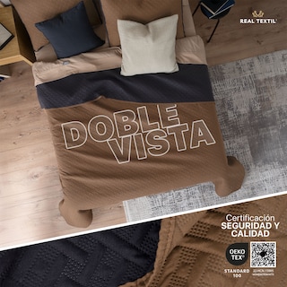Foto 2 | Foto 2 | Edredón Ligero King Size con Fundas de Almohada Real Textil Pinsonic Doble Vista Negro - Ocre