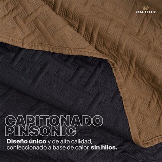Foto 6 | Foto 6 | Edredón Ligero King Size con Fundas de Almohada Real Textil Pinsonic Doble Vista Negro - Ocre