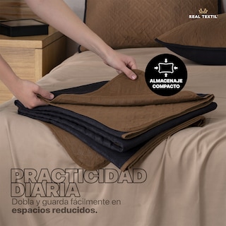 Foto 7 | Foto 7 | Edredón Ligero King Size con Fundas de Almohada Real Textil Pinsonic Doble Vista Negro - Ocre