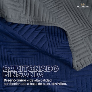 Foto 6 | Foto 6 | Edredón Ligero Individual con Funda de Almohada Real Textil Pinsonic Doble Vista Azul Marino - Gris Oscuro