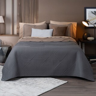 Foto 1 | Foto 1 | Edredón Ligero Queen Size con Fundas de Almohada Real Textil Pinsonic Doble Vista Gris Oscuro - Café