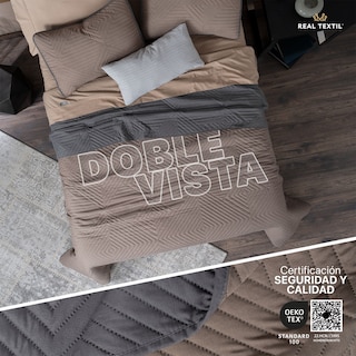 Foto 2 | Foto 2 | Edredón Ligero Queen Size con Fundas de Almohada Real Textil Pinsonic Doble Vista Gris Oscuro - Café