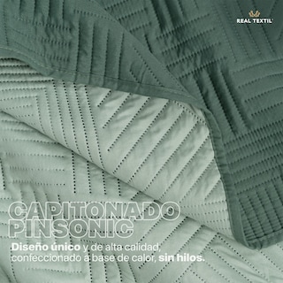 Foto 6 | Foto 6 | Edredón Ligero King Size con Fundas de Almohada Real Textil Pinsonic Doble Vista Verde - Verde Oscuro