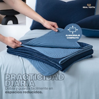 Foto 7 | Foto 7 | Edredón Ligero Individual con Funda de Almohada Real Textil Pinsonic Doble Vista Azul Marino - Azul Grisaceo