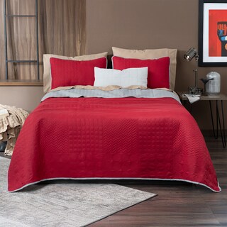 Foto 1 | Foto 1 | Edredón Ligero King Size con Fundas de Almohada Real Textil Pinsonic Doble Vista Rojo - Gris