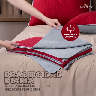 Foto 7 | Foto 7 | Edredón Ligero King Size con Fundas de Almohada Real Textil Pinsonic Doble Vista Rojo - Gris