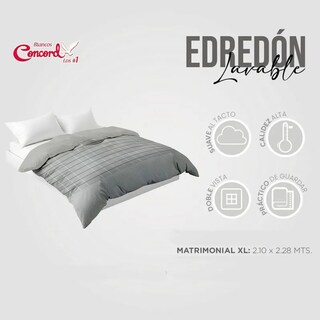 Foto 6 | Foto 6 | Edredón Lavable Gray Microfibra Matrimonial Concord