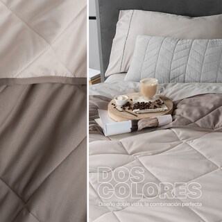 Foto 4 | Foto 4 | Colcha Edredón Ligero Real Textil, King Size Marfil-taupe Reversible