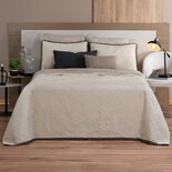 Edredón Ligero Real Textil Individual Beige y Negro con Pompones