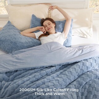 Foto 3 | Foto 3 | Juego de Edredón Bedsure Fluffy King Size Ashley Blue Plush - Venta Internacional