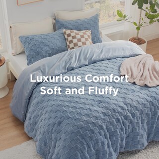 Foto 4 | Foto 4 | Juego de Edredón Bedsure Fluffy King Size Ashley Blue Plush - Venta Internacional