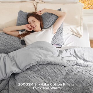 Foto 6 | Foto 6 | Set de Edredón Bedsure Fluffy de Felpa Gris King Size - Venta Internacional