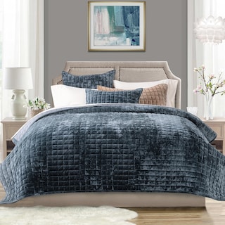 Foto 1 | Foto 1 | Juego De Edredón Recyco Luxury Velvet King Size, Ropa De Cama Azul Tormentoso - Venta Internacional.