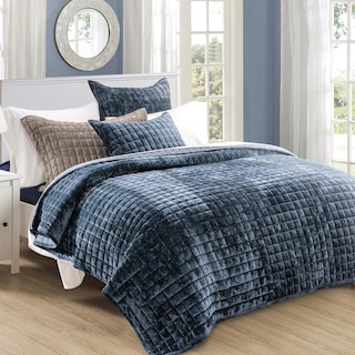 Foto 2 | Foto 2 | Juego De Edredón Recyco Luxury Velvet King Size, Ropa De Cama Azul Tormentoso - Venta Internacional.