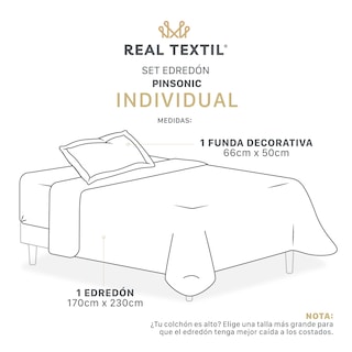 Foto 5 | Foto 5 | Edredón Ligero Individual Con Funda De Almohada Real Textil Pinsonic Doble Vista Fenicio