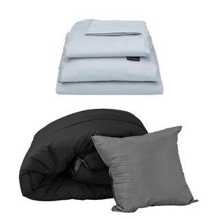 Foto 1 | Foto 1 | Set De Edredon Doble Vista Dicasa Couzy Negro-gris Oxford | Platino Individual + Sabanas Softy