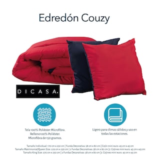Foto 6 | Foto 6 | Set De Edredon Doble Vista Dicasa Couzy Rojo-azul Marino | Platino Matrimonial + Sabanas Softy