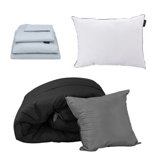 Foto 1 | Foto 1 | Set De Edredon Doble Vista Couzy Negro-gris Oxford | Platinoindividual+ Sabanas Softy + Almohada One