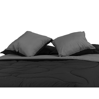 Foto 3 | Foto 3 | Set De Edredon Doble Vista Couzy Negro-gris Oxford | Platinoindividual+ Sabanas Softy + Almohada One