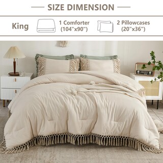 Foto 2 | Foto 2 | Edredón King Size con Fundas de Almohada Andency Beige 3 Piezas - Venta Internacional
