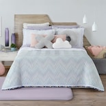 Edredón Ligero Esquimal Individual Con Funda De Almohada, Doble Vista, Pompones