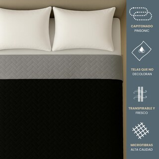 Foto 3 | Foto 3 | Edredón Ligero Tesso Home Pinsonic Matrimonial Color Negro Doble Vista