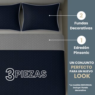 Foto 2 | Foto 2 | Edredón Ligero Con Fundas Tesso Home Pinsonic King Size Color Marino Doble Vista