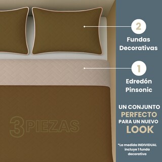 Foto 3 | Foto 3 | Edredón Ligero Con Fundas Tesso Home Pinsonic Individual Color Arena Doble Vista