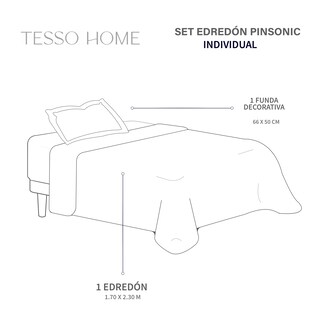 Foto 7 | Foto 7 | Edredón Ligero Con Fundas Tesso Home Pinsonic Individual Color Arena Doble Vista