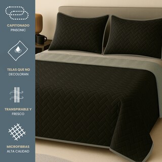 Foto 3 | Foto 3 | Edredón Ligero Con Fundas Tesso Home Pinsonic King Size Color Negro Doble Vista