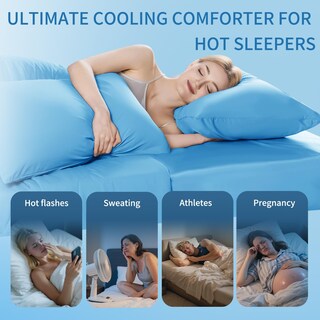 Foto 2 | Foto 2 | Edredón Refrescante Qutool Tamaño Doble Seda Liso Azul Hielo - Venta Internacional.