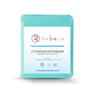 Foto 3 | Foto 3 | Par De Fundas De Almohada Rebeca Algodón Percal 200 Agua Estándar