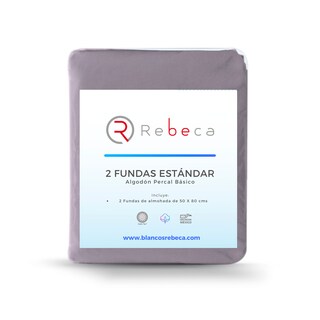 Foto 3 | Foto 3 | Par de Fundas de Almohada Rebeca color Gris Algodón Percal 200 Oxford Estándar