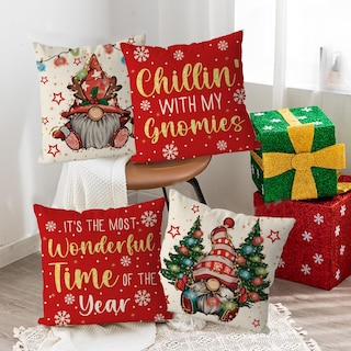 Foto 4 | Foto 4 | Fundas De Almohada Gagec Christmas De 50 X 50 Cm, Juego De 4 Gnomos, Color Blanco - Venta Internacional.