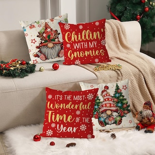 Foto 5 | Foto 5 | Fundas De Almohada Gagec Christmas De 50 X 50 Cm, Juego De 4 Gnomos, Color Blanco - Venta Internacional.