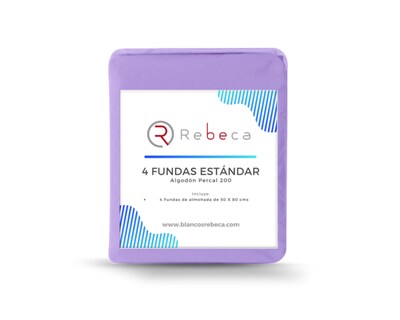 Foto 4 | Foto 4 | 4 Fundas De Almohada Rebeca Algodón Percal 200 Lavanda Estándar