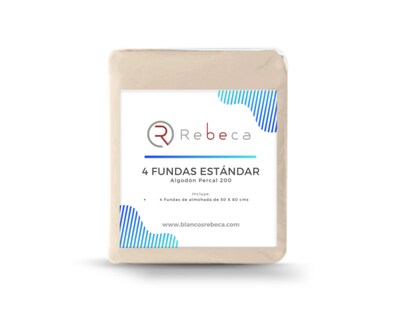 Foto 4 | Foto 4 | 4 Fundas De Almohada Rebeca Algodón Percal 200 Beige Estándar