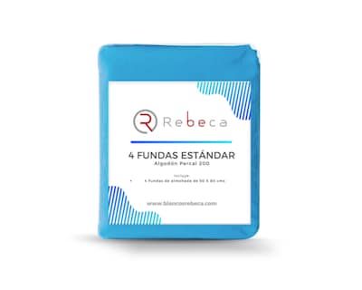 Foto 4 | Foto 4 | 4 Fundas De Almohada Rebeca Algodón Percal 200 Turquesa Estándar