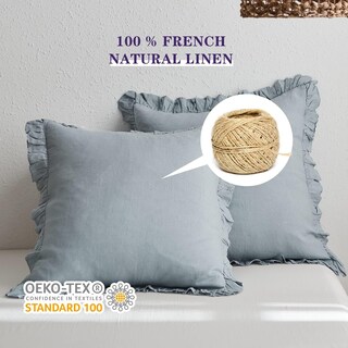 Foto 2 | Foto 2 | Fundas Euro Sham Simple&opulence, 100% Lino, 66 X 66 Cm, Color Azul Empolvado - Venta Internacional.