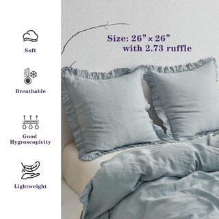 Foto 3 | Foto 3 | Fundas Euro Sham Simple&opulence, 100% Lino, 66 X 66 Cm, Color Azul Empolvado - Venta Internacional.