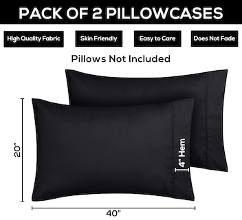 Foto 4 | Foto 4 | Fundas De Almohada Utopia Bedding King De 50 X 100 Cm, 2 Unidades, Color Negro - Venta Internacional.