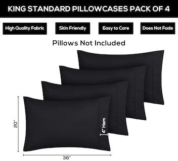 Foto 3 | Foto 3 | Fundas De Almohada Utopia Bedding King Standard, Paquete De 4, Color Negro - Venta Internacional.