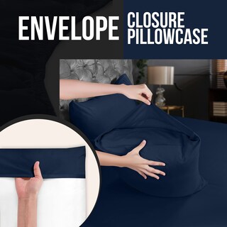 Foto 3 | Foto 3 | Fundas De Almohada Utopia Bedding King De 50 X 100 Cm, Paquete De 2 Unidades, Microfibra Azul Marino - Venta Internacional.