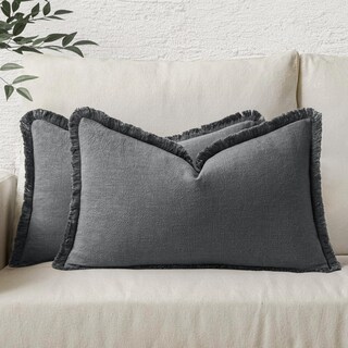 Foto 1 | Foto 1 | Fundas De Almohada Miulee Decorativas De Lino Con Flecos, Gris Oscuro, 30 X 50 Cm - Venta Internacional.