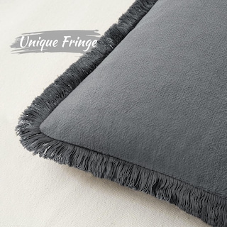 Foto 2 | Foto 2 | Fundas De Almohada Miulee Decorativas De Lino Con Flecos, Gris Oscuro, 30 X 50 Cm - Venta Internacional.